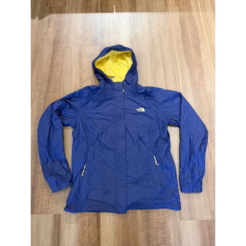 The North Face Rain Jacket Womens M Blue Yellow DryVent Hooded Full Zip